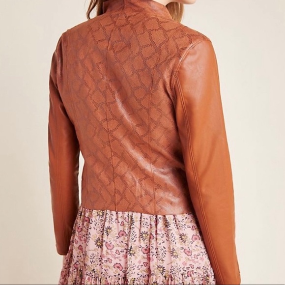 Anthropologie [BLANKNYC] Sharona Brown Snakeskin Print Faux Leather Jacket | XS - Picture 3 of 8